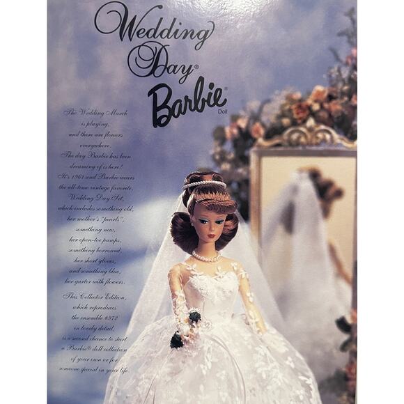 Wedding Day Barbie Doll Collector Edition 1996 Fashion Repro 1961 NIB Red Hair - Picture 14 of 16